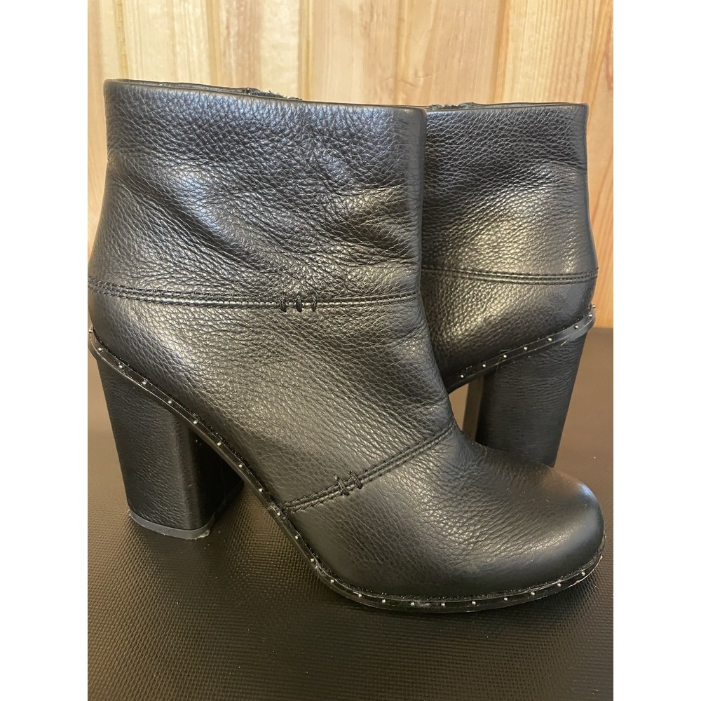 Splendid Women's  Rita Ankle Boots Size 8 1/2 Leather Black Booties Zipper